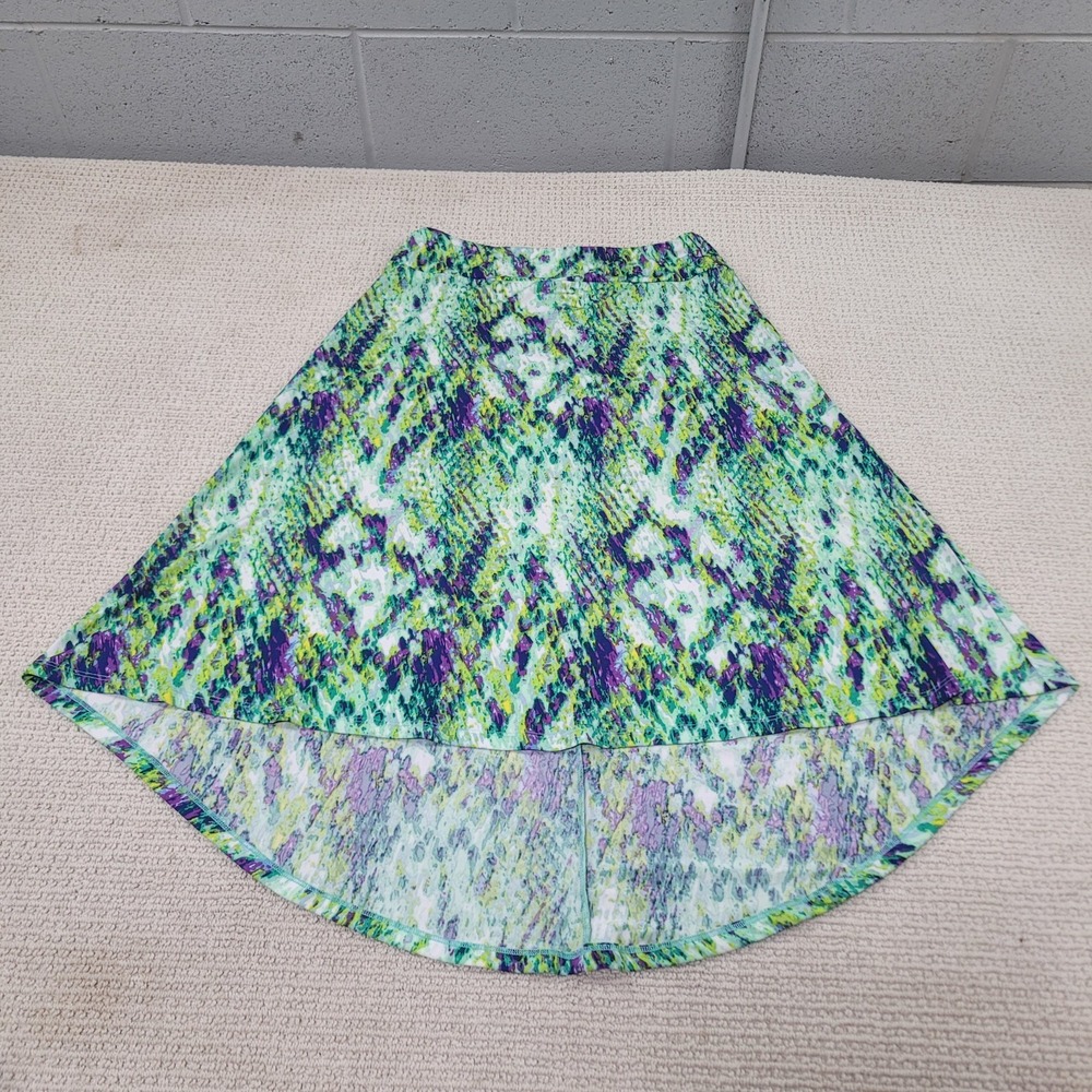 Cato Skirt Womens Small Green Purple High Low Hem Snakeskin Pattern Flowy Casual - Picture 1 of 9